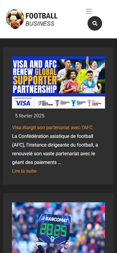 Footbusiness — Accueil sur mobile