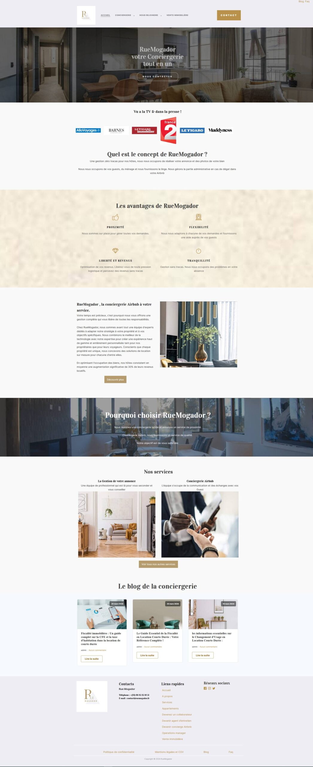 Présentation page d'accueil du site de RueMogador