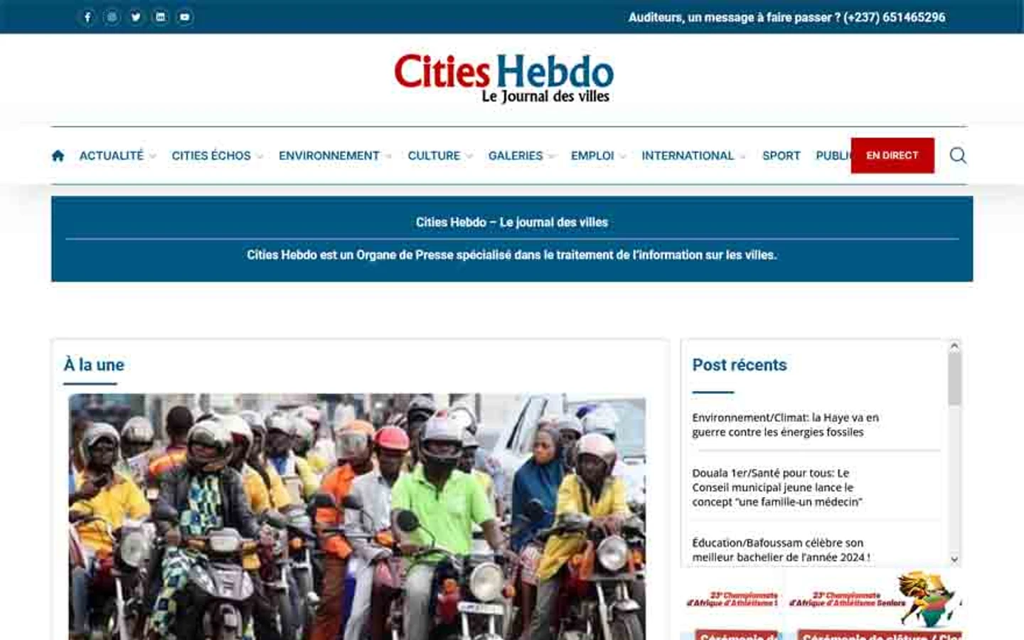 Cities Hebdo — Archived homepage