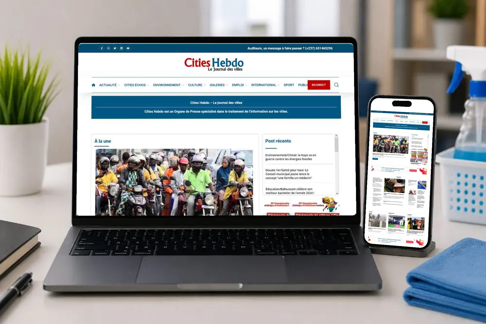 Cities Hebdo — Project on a laptop and phone