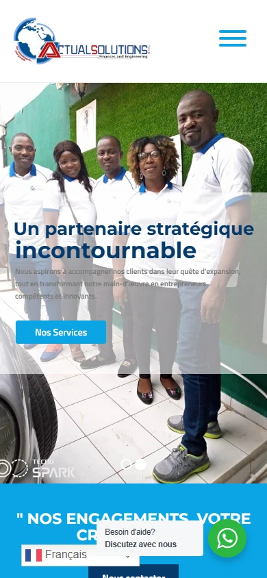 Homepage on mobile