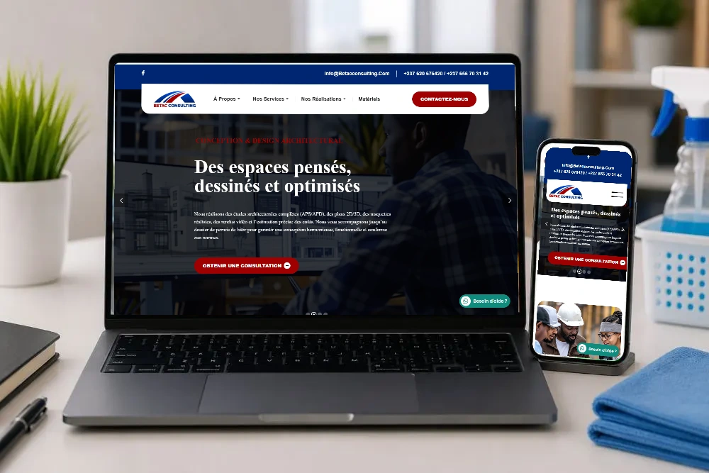 BETAC Consulting — Le site sur ordinateur et mobile