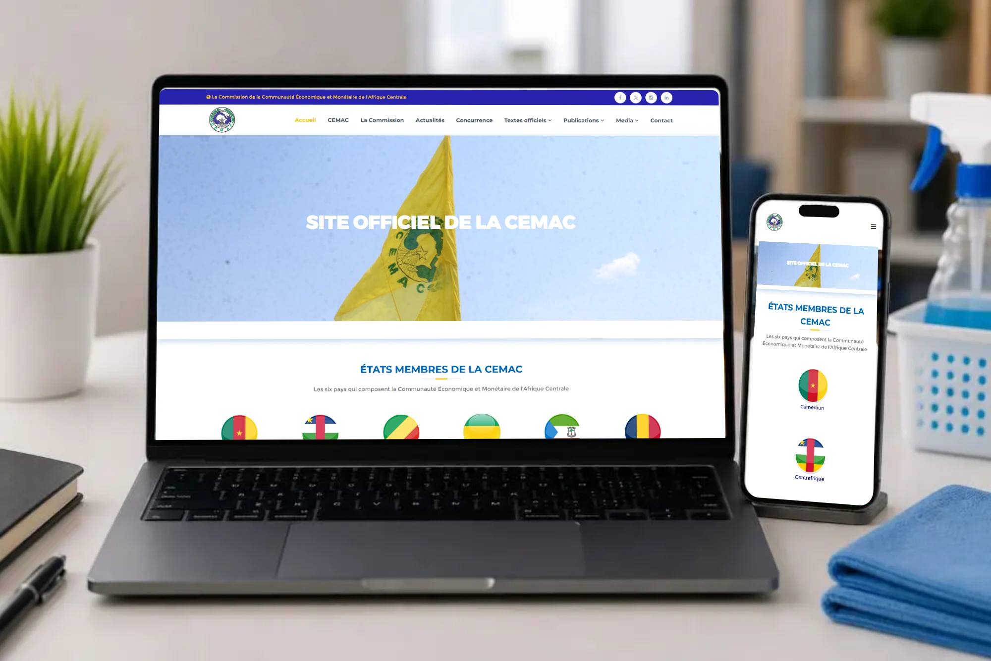 CEMAC sur ordinateur et mobile