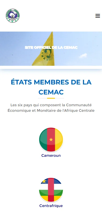 CEMAC homepage on mobile
