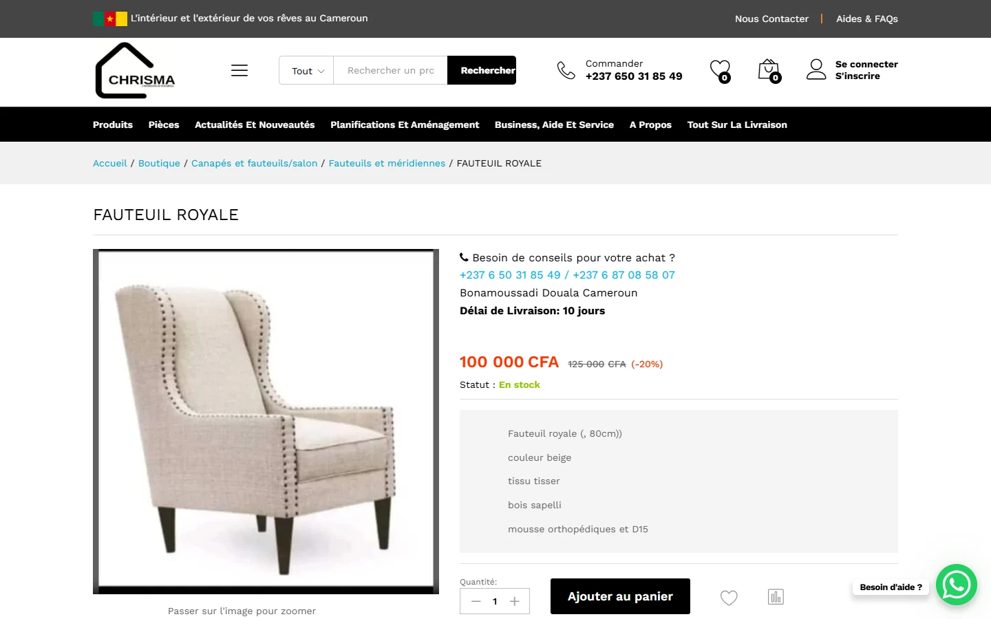 Fiche produit sur ordinateur