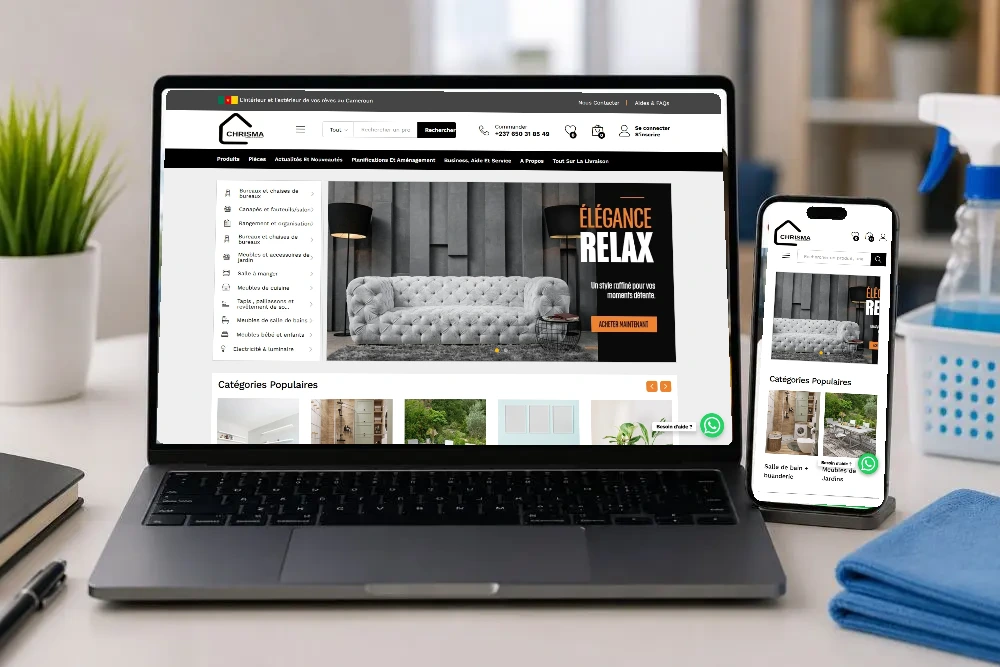 Boutique Chrisma sur ordinateur et mobile