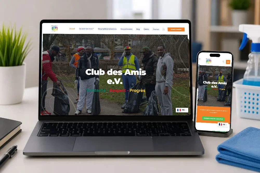 Site du Club des Amis sur ordinateur et mobile