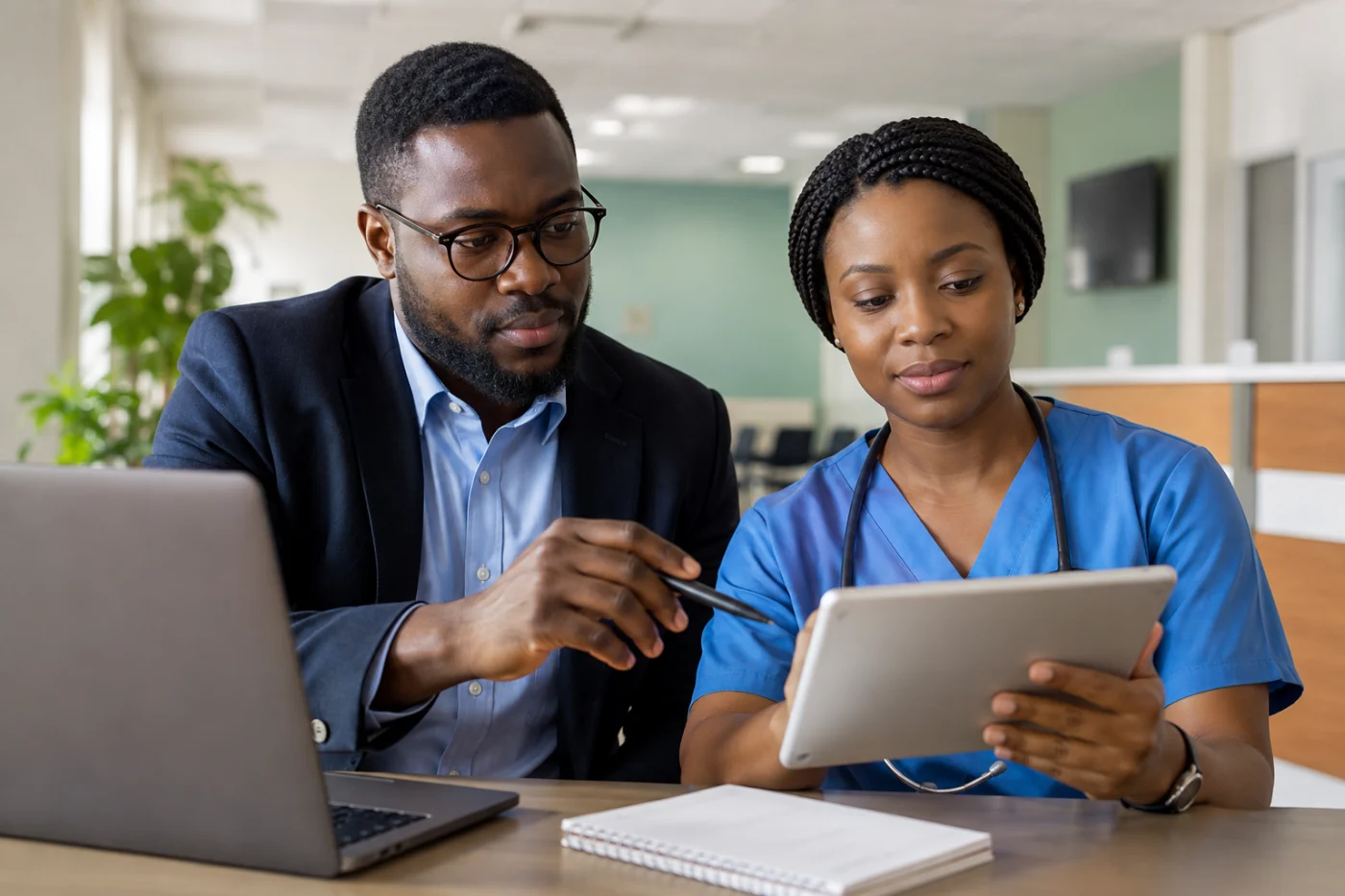 Responsables africains cadrant un projet de site internet de santé / African healthcare managers scoping a medical website project