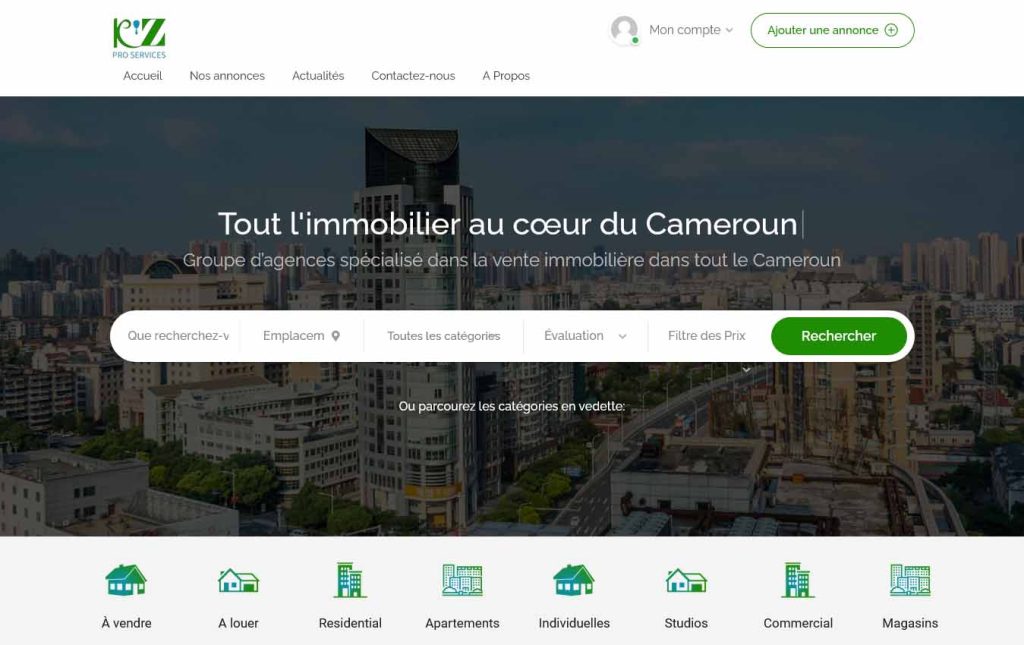 Accueil et recherche immobilière