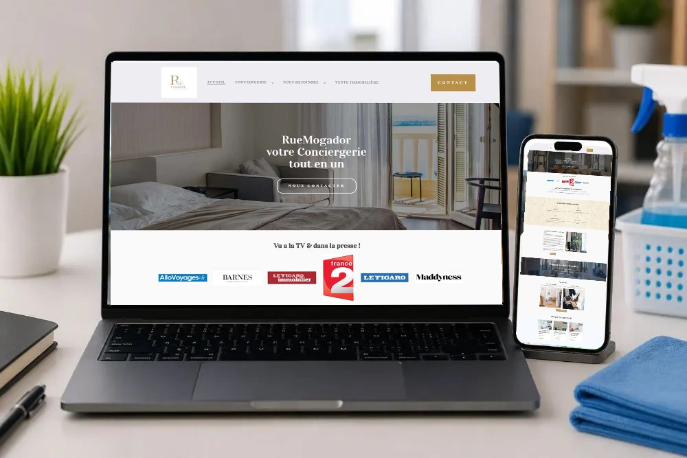 RueMogador — écrans archivés dans les supports ordinateur et téléphone