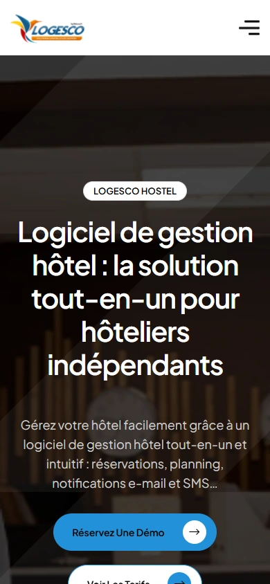Logesco Hostel — mobile homepage