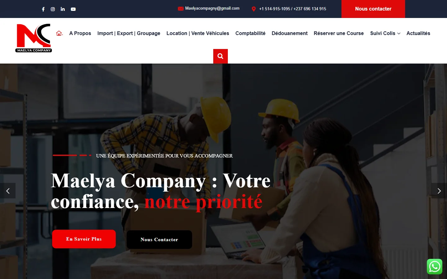 Maelya Company — Accueil sur ordinateur