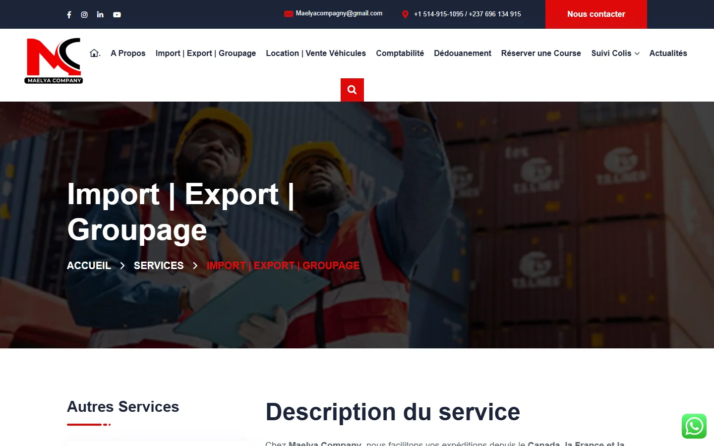 Maelya Company — Import, export et groupage
