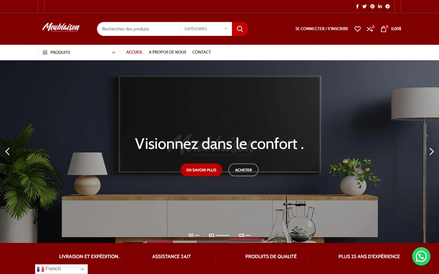 Accueil de la boutique