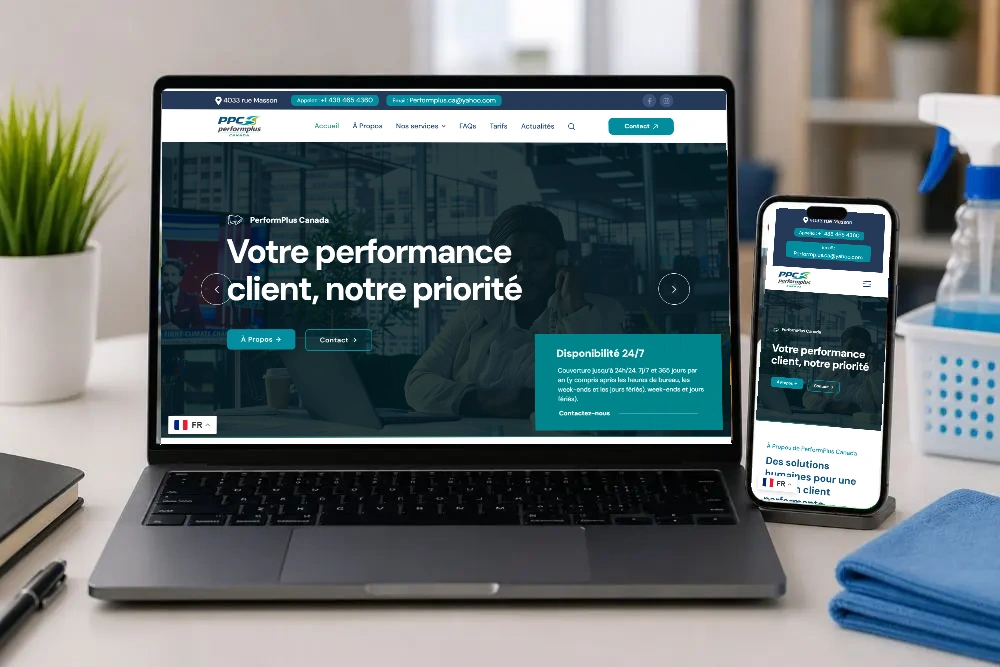 PerformPlus Canada — Le site sur ordinateur et mobile