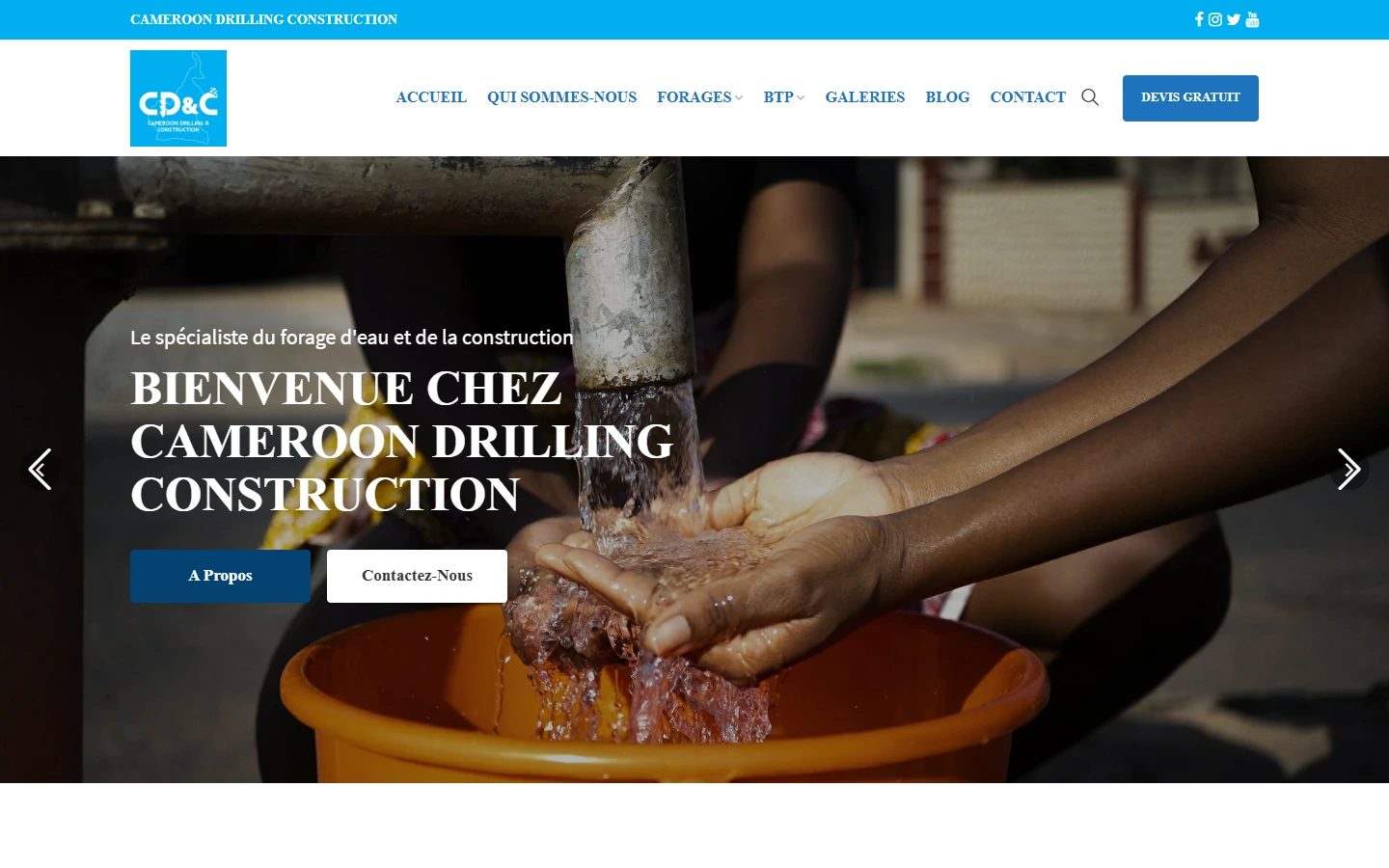 Cameroon Drilling Construction — Website homepage on desktop