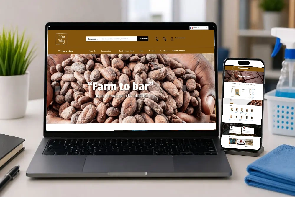 CocoaValley — présentation du projet sur ordinateur et téléphone
