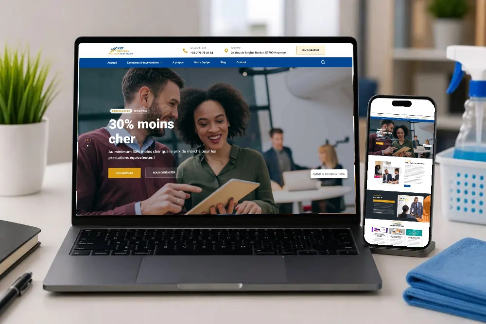 K2P-Services — présentation du projet sur ordinateur et téléphone