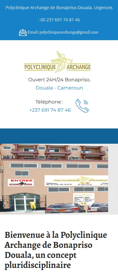 Archange Polyclinic — Website homepage on phone