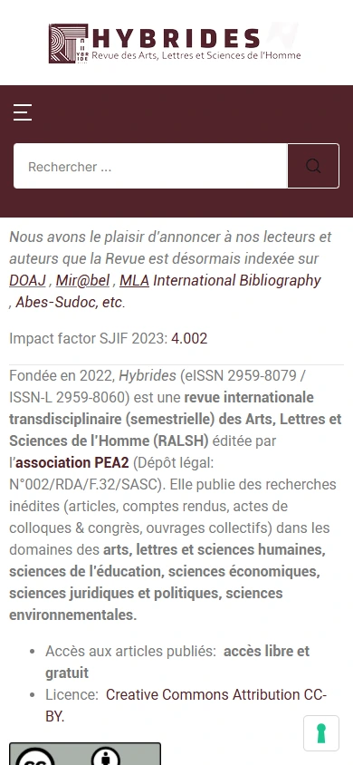 Revue Hybrides — mobile