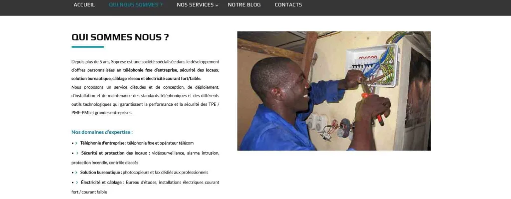 Soprese, archived desktop website 2
