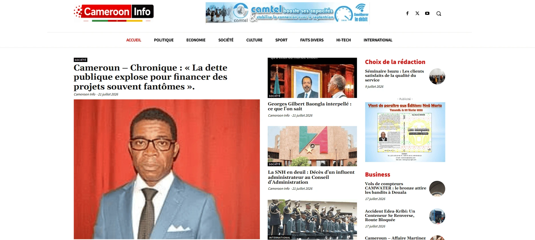 Cameroon Info — Rubriques et publications