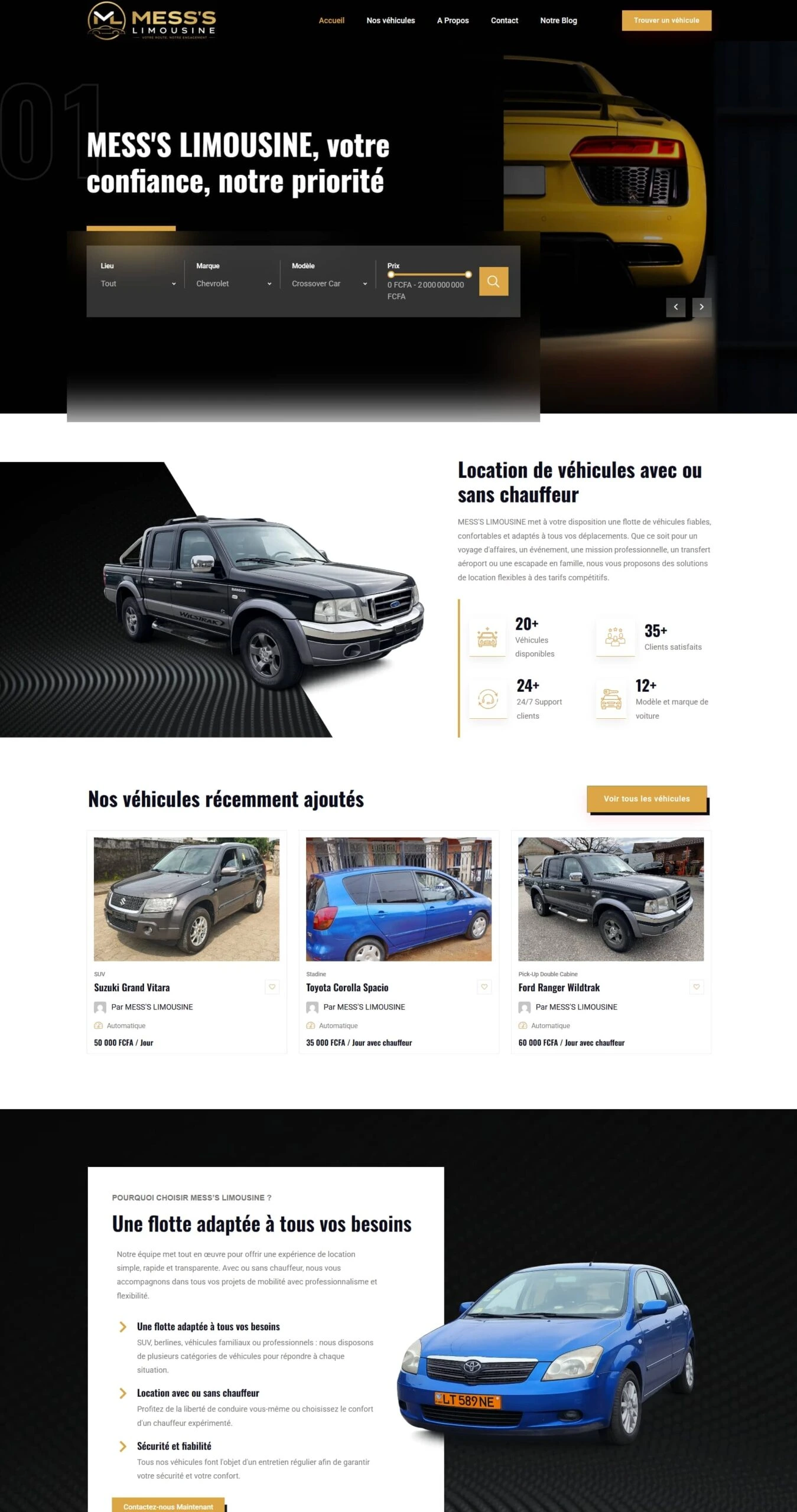 Mess’s Limousine — Website overview