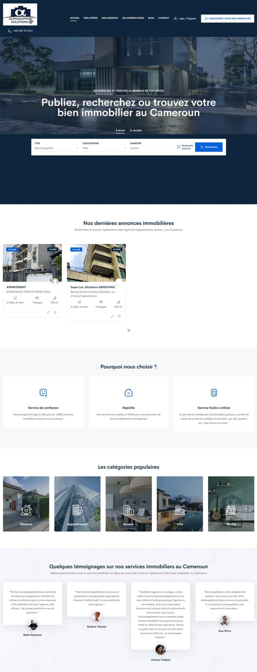 Alpha Support Solutions · Page ordinateur complète conservée