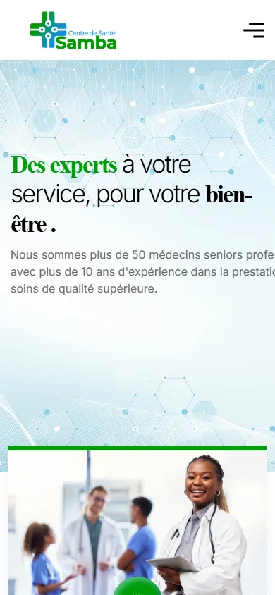 Samba homepage on mobile