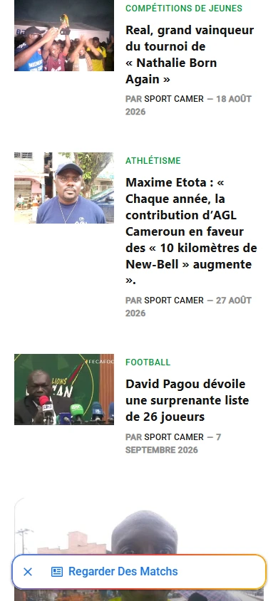 Accueil sur mobile