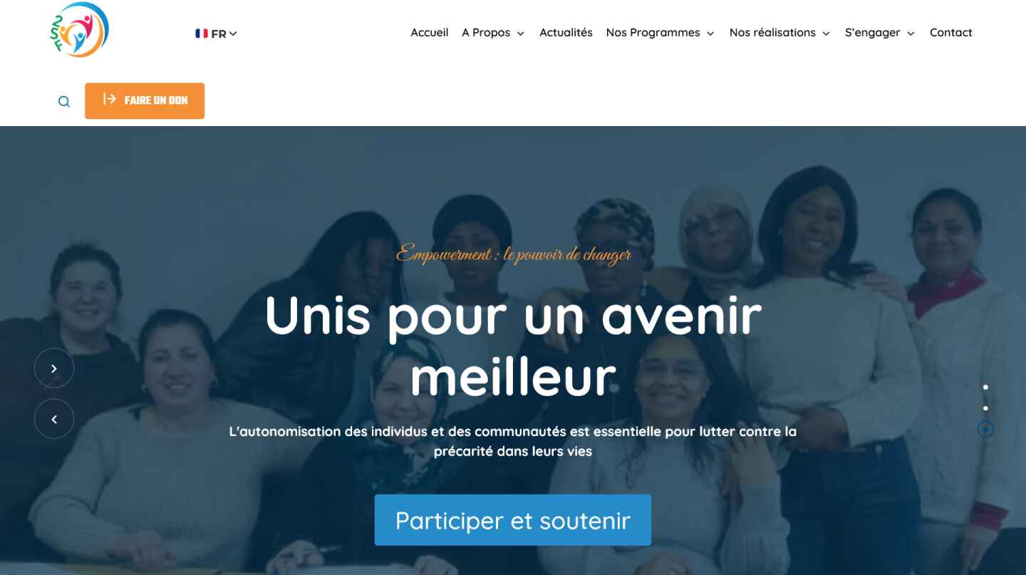 Solidarité Sans Frontière — Accueil du site sur ordinateur