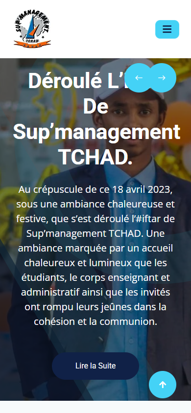 Sup’Management Tchad — Accueil sur mobile