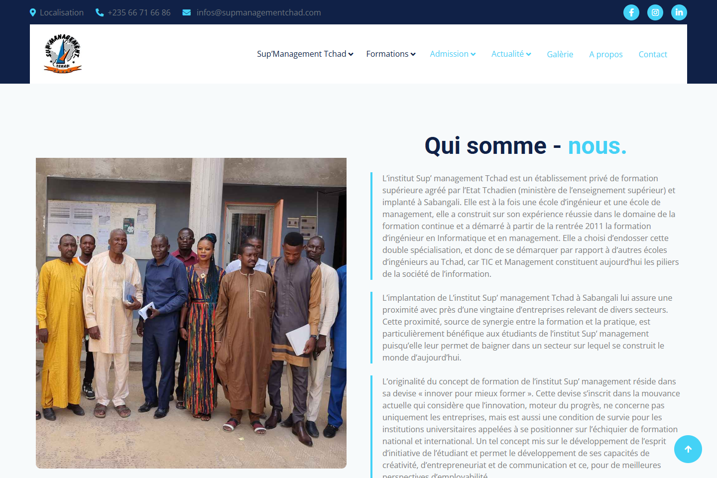 Sup’Management Tchad — Institutional presentation