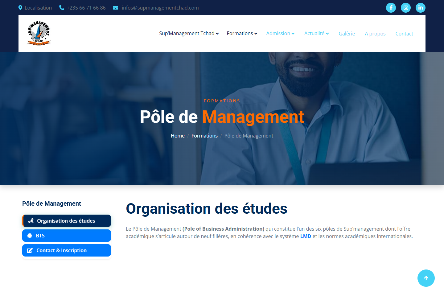 Sup’Management Tchad — Formations en management — cycle BTS