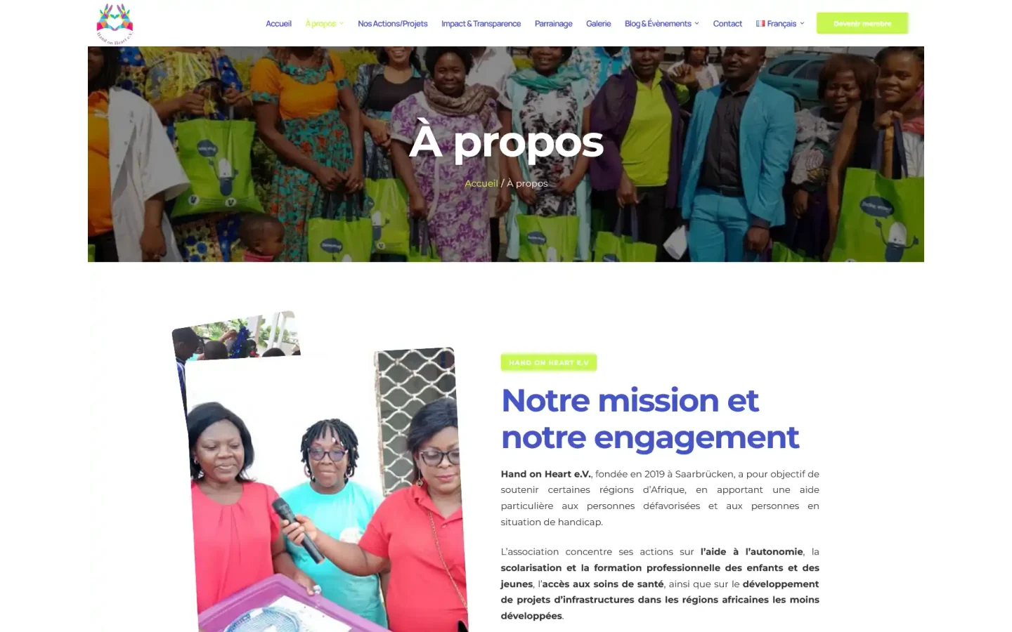 HAND ON HEART — Mission et engagement