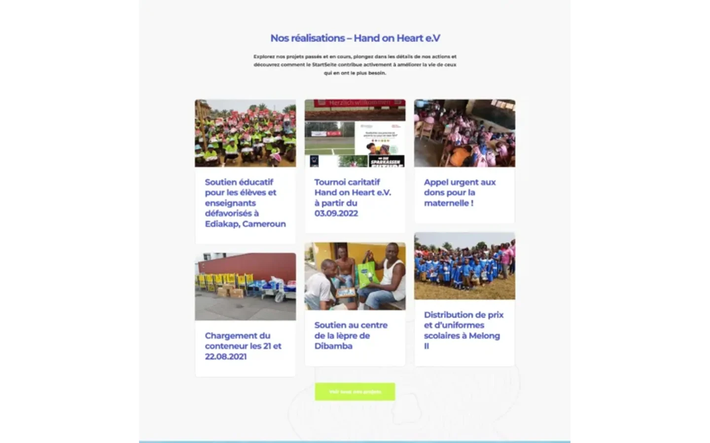 HAND ON HEART — Présentation des projets