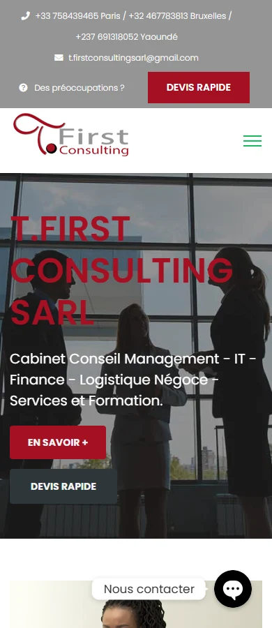 T. FIRST CONSULTING — Accueil sur mobile