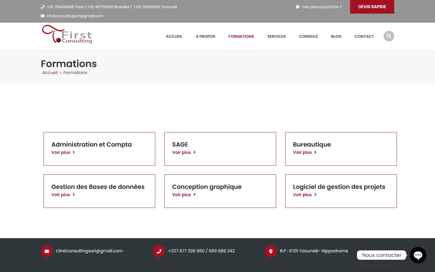 T. FIRST CONSULTING — Offre de formation