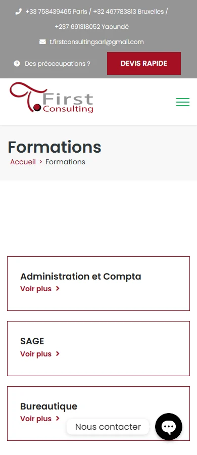 T. FIRST CONSULTING — Formations sur mobile