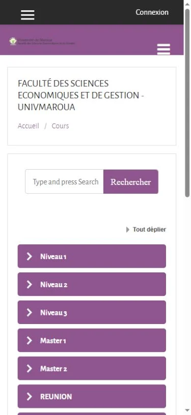 FSEG · Université de Maroua — Catalogue des cours sur mobile