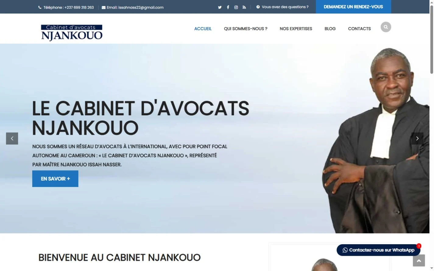 Cabinet Njankouo — Accueil sur ordinateur