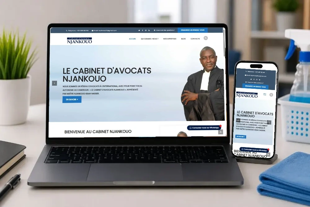 Cabinet Njankouo — Projet présenté sur ordinateur et téléphone