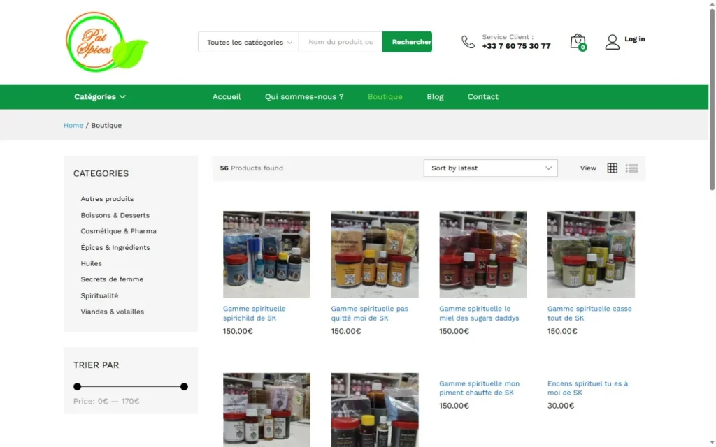 Patspices — Contenus du site