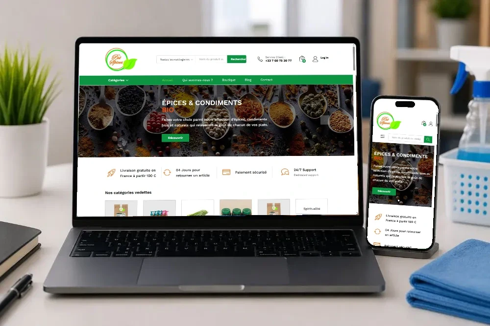 Patspices — Projet présenté sur ordinateur et téléphone