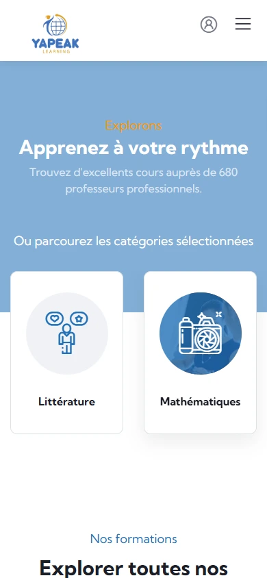 Yapeak Learning — Programmes sur mobile