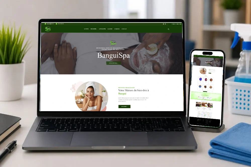 Bangui Spa — Le projet sur ordinateur et téléphone