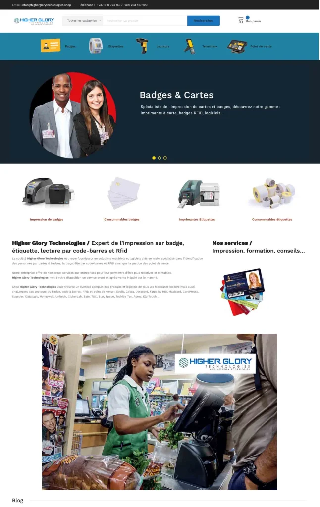 Higher Glory Technologies — Vue d’ensemble du site archivé