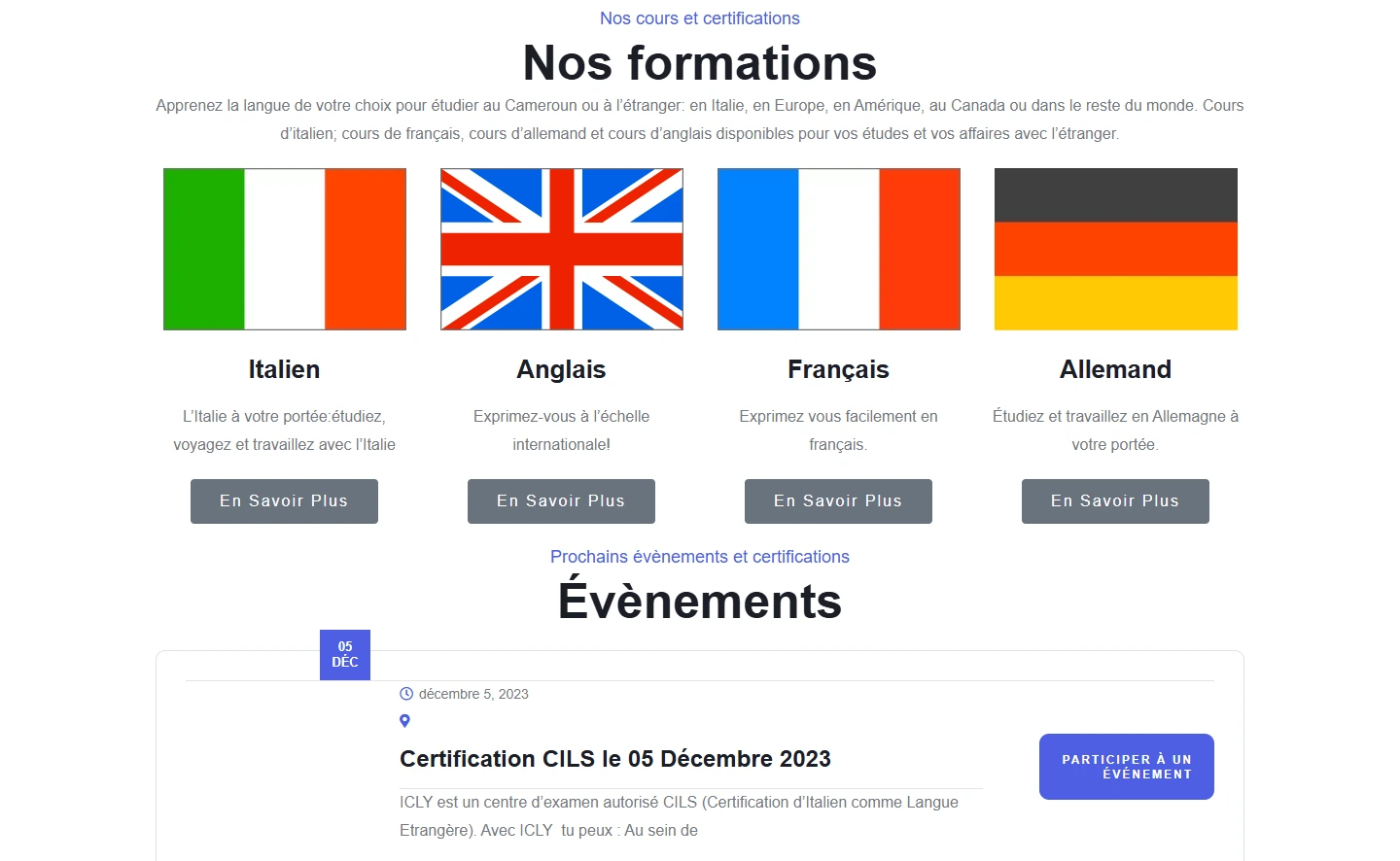 ICLY — Les rubriques du site