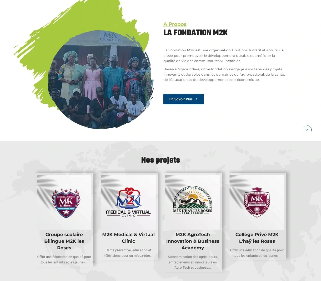 M2K Foundation — Les rubriques du site