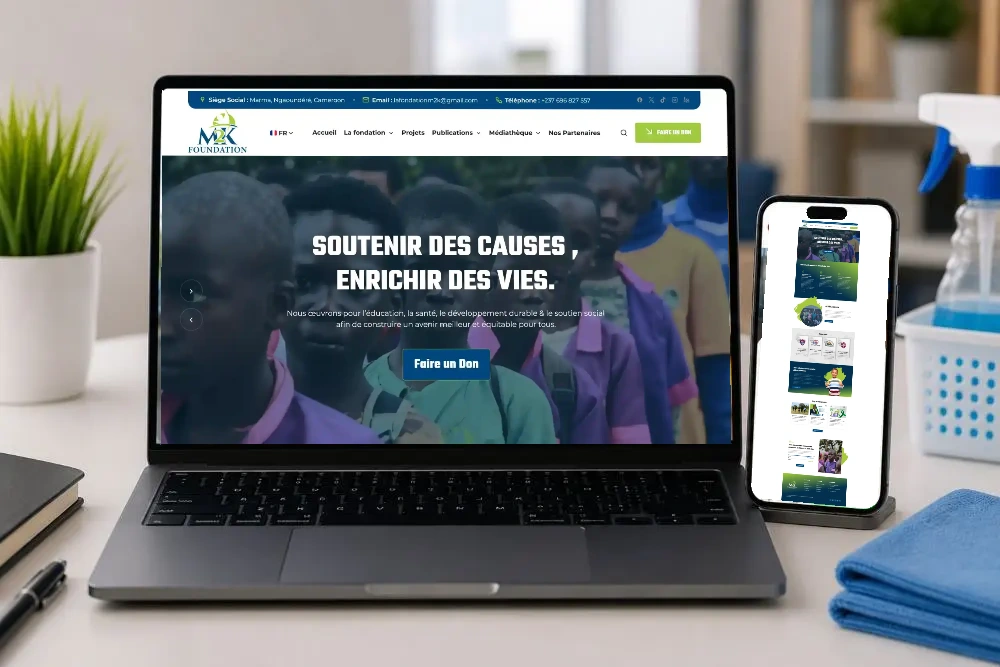 M2K Foundation — Le projet sur ordinateur et téléphone